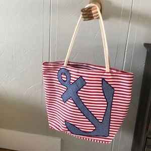 Red white and blue nautical tote